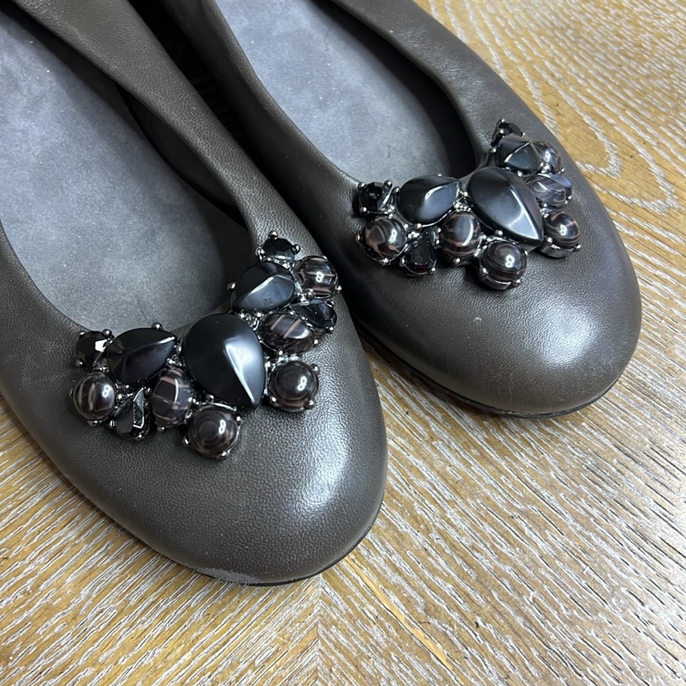 STUART WEITZMAN Grey Embellished Ballerina Flats 9.5 - Picture 3 of 11